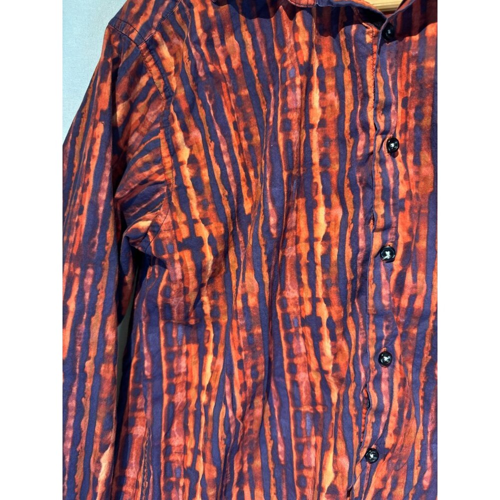 Visconti Uomo Men’s Striped Long Sleeve Button Shirt Med 100% Mercerized Cotton - Picture 3 of 4